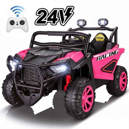 VIBESPARK 24V 2 Seater Ride On Cars with Remote Control, 400W Electric Car for Kids Ages 3-8, Powered Ride On Toys with Bluetooth,Spring Suspension, LED Lights & Music,Max 110LBS